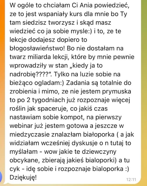 Opinia uczestniczki kursu
