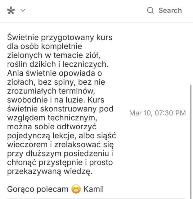 Opinia uczestniczki kursu